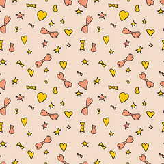 Birthday celebration seamless pattern. Happy birthday and anniversary backdrop in cartoon style.