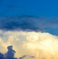 Beautiful closeup shot of dreamy clouds at sunset. 