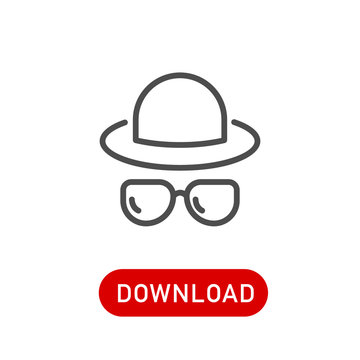 Glasses and hat. Stock vector icon