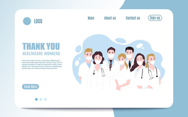 Thank you brave healthcare working in the hospitals and fighting the coronavirus outbreak. Vector illustration