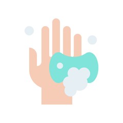 wash hand or hygiene related soap on hands with soap bubbles vector in flat style,