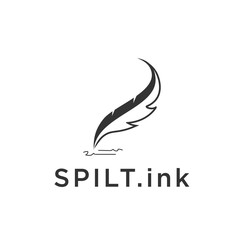 pen logo Inkwell and feather template. quill pen vector design. Writer illustration