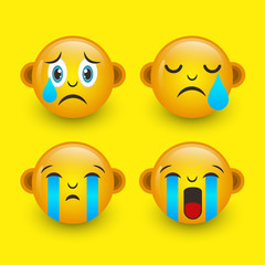 emoticon design with emoticon template sad face in 3d style Free Vector