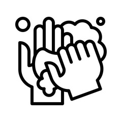 wash hand or hygiene related soap on hands with soap bubbles vector in lineal style,