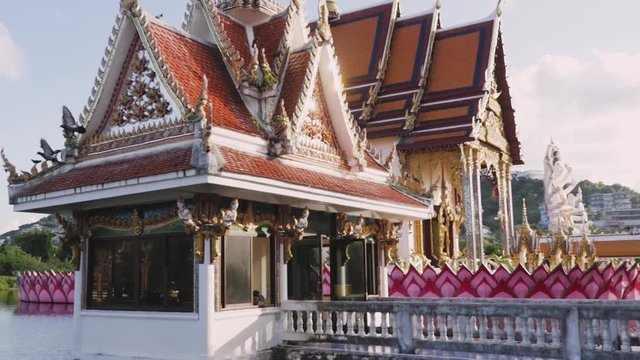 Thai temple on the water. beautiful temple in thailand