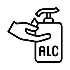 Obraz premium wash hand or hygiene related alcoholic sanitizer drop on hand with written text vector in lineal style,