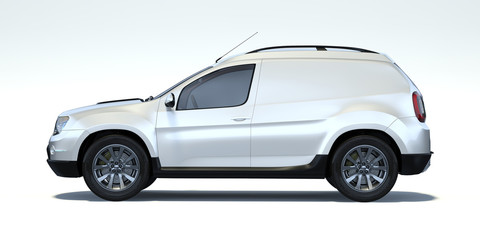 Fototapeta na wymiar 3D rendering of a brand-less generic concept suv car in studio environment