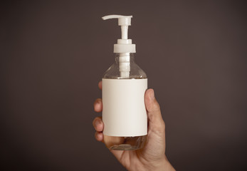 COVID-19 Coronavirus protection. Image of hand sanitizer against coronavirus. Stop the virus Spread