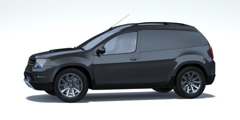 Obraz na płótnie Canvas 3D rendering of a brand-less generic concept suv car in studio environment