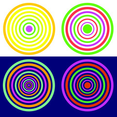 Fototapeta na wymiar Rainbow colored circle darts target Colorful vibrant pattern. Round vector background