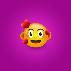 emoticon design with emoticon template falling in love face in 3d style Free Vector