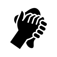wash hand or hygiene related hands drying with piece of cloth or towel vector in solid design,
