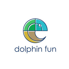Dolphine logo design, abstract with dolphin in blue green colors vector Illustration on a white background