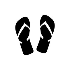 Icono plano chanclas en espacio negativo en color negro
