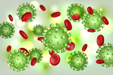 Vector of Coronavirus 2019-nCoV and Virus background with disease cells