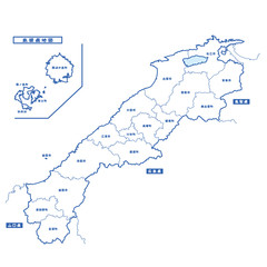 Fototapeta na wymiar 島根県地図 シンプル白地図 市区町村