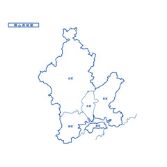 岡山市地図 シンプル白地図 市区町村