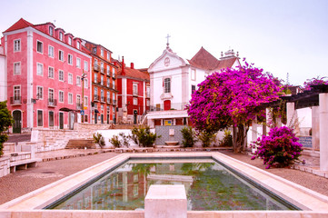  Church of Santa Luzia in Lisbon, Alfama district, Portugal, Famous panoramic viewpoint.