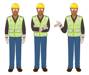 Industrial character with green vest