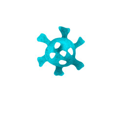 Virus icon, logo. The Molecule viral bacteria infection. Coronavirus, Flu. Watercolor hand drawn