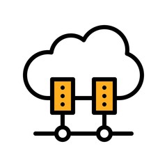 telework or telecommuting related cloud servers vector with editable stroke,