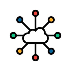 telework or telecommuting related cloud server with big data vector with editable stroke,