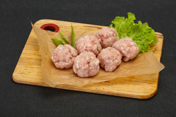 Homemade raw pork minced meatball for cooking