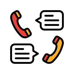 telework or telecommuting related telephones with messages popups vector with editable stroke,