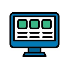 telework or telecommuting related website or web page open in computer screen vector with editable stroke,