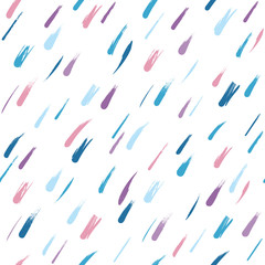 Seamless pattern with rain isolated on blue background. 2 shades of color. Hand drawn cartoon style. 