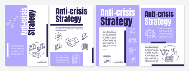 Naklejka premium Anti crisis strategy brochure template. Emergency maintenance measures flyer, booklet, leaflet print, cover design with linear icons. Vector layouts for magazines, annual reports, advertising posters