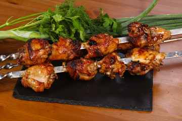 Chicken shashlik kebab on the sticks