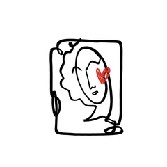 Simple hand drawn black and white trendy line portrait faces art. Color print for clothes, textile and other. Vector illustration, EPS