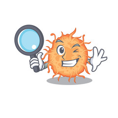 Smart Detective of bacteria endospore mascot design style with tools