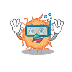 Naklejka premium Bacteria endospore mascot design concept wearing diving glasses