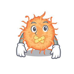 Bacteria endospore cartoon character style with mysterious silent gesture