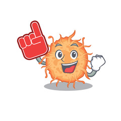 Bacteria endospore presented in cartoon character design with Foam finger