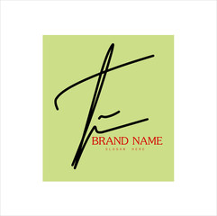 Signature logo, initial signature with frame, brand and white background