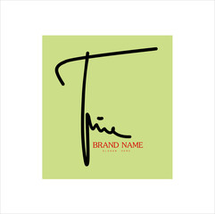 Signature logo, initial signature with frame, brand and white background