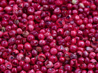 Pink Pepper, Brazil Pepper, Rose pepper, seasons, spice, flavor, close up, macro, texture