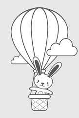 easter, bubble, bunny, rabbit, cloud, cloudscape, fly, hot, sky, balloon, infant, print, card, cute, outline, beautiful, happy, character, vector, cartoon, sweet, baby, nice, child, friendly, graphic,
