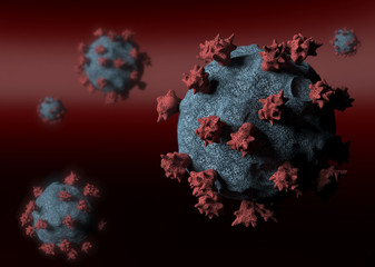 3d illustration, contagious virus, covid-19