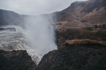 Gullfoss waterfall view in Iceland.