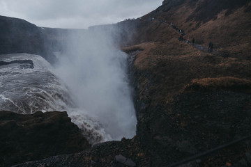 Gullfoss waterfall view. Icelandic scenery.