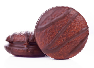 marshmallow in chocolate isolated white background