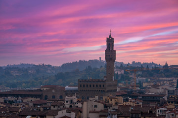 Fototapeta na wymiar vista del palacio Vecchio de la ciudad de Florencia, Italia