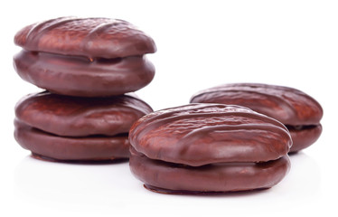 marshmallow in chocolate isolated white background