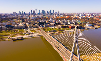 Warsaw cityscape with Swietokrzyski bridge