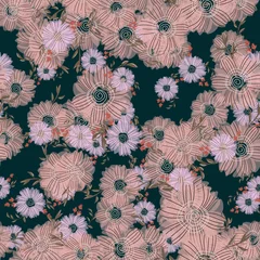 Gordijnen Seamless pattern with abstract flowers. Creative color floral surface design. Vector © WI-tuss