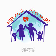 Keep calm and stay home concept vector illustration. Quarantined planet. Family of adults and kids stay at home to reduce risk of infection and spreading the virus.
Coronavirus COVID-19. Vector inform